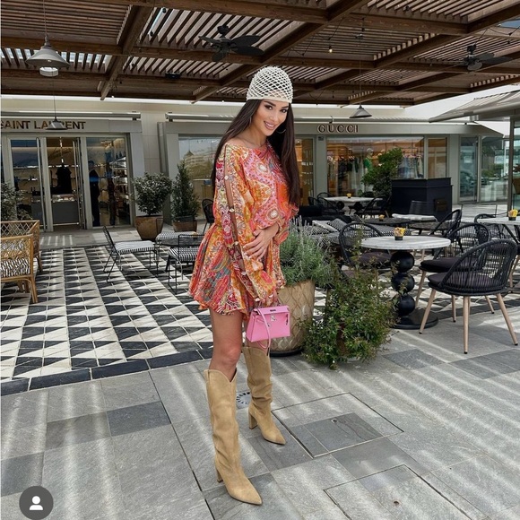 Zara dress boho printed viral blogger summer long sleeve mini vacation summer - Picture 3 of 14